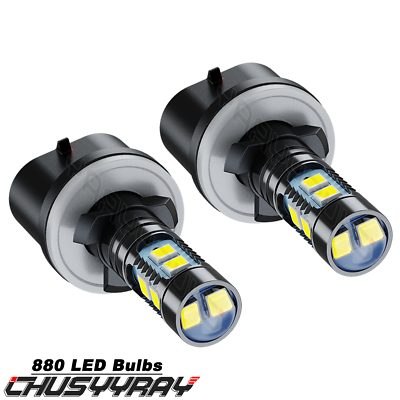 2PC 880 LED Fog/Driving Light Bulb 6500K Xenon White High Power