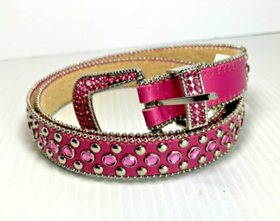 Christine Alexander Pink Studded Belt with Crystal Buckle | eBay display picture 2