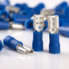 100 pcs 14-16 GAUGE AWG BLUE .187" FEMALE QUICK DISCONNECT TERMINALS INSULATED