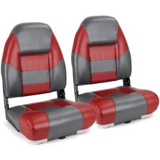 NORTHCAPTAIN Charcoal/Red High Back Folding Boat Seat, 2 Seats