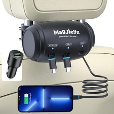 Multi Retractable Car Charger Station, Headrest 3 in 1 Charging Box Share Rid...