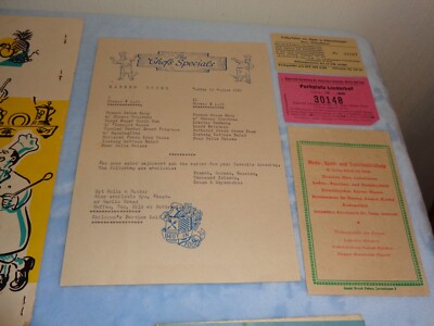 Lot De Menus Rares 1956 - Zone Récréative De Garmisch & Centre De Repos Chiemsee Allemagne