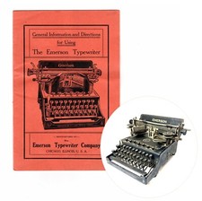 ORIGINAL Emerson No.3 Typewriter Instruction Manual Antique Vtg Directions Using thumbnail