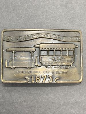 Vintage Belt Buckle San Francisco Cable Car Clay St Hill Car