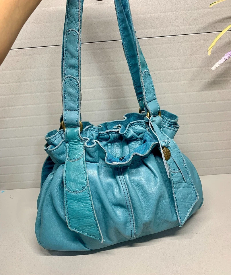 TOTE/HOBO/BOLSO DE MANO Couture LUCKY BRAND cuero de vaca azul verdoso Foto 2 de 4