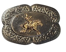Vtg Horse Bronco Belt Buckle Rodeo Cowboy Cowgirl Silver Gold Lightweight Horses