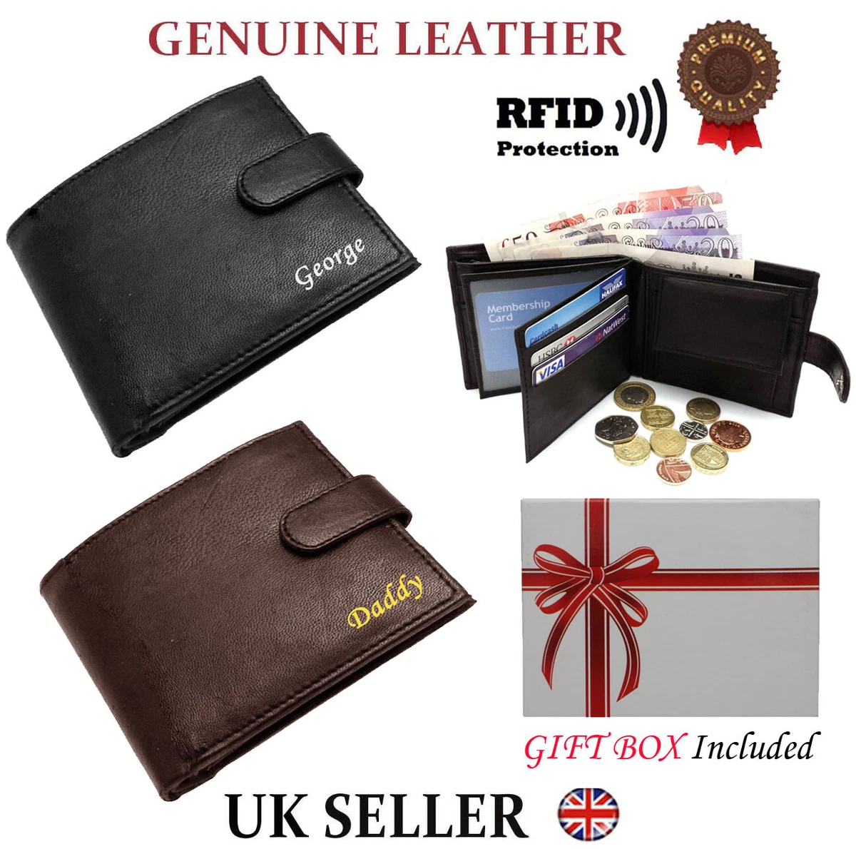 Personalised mens coin purse sales