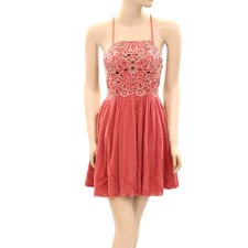 Free People Floral Embroidered Slip Mini Dress Cutout Party Outfit S New 274420