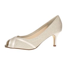 Rainbow Club Margie Brautschuhe Peeptoe Pumps Satin Glitter Ivory Creme Gr. 39