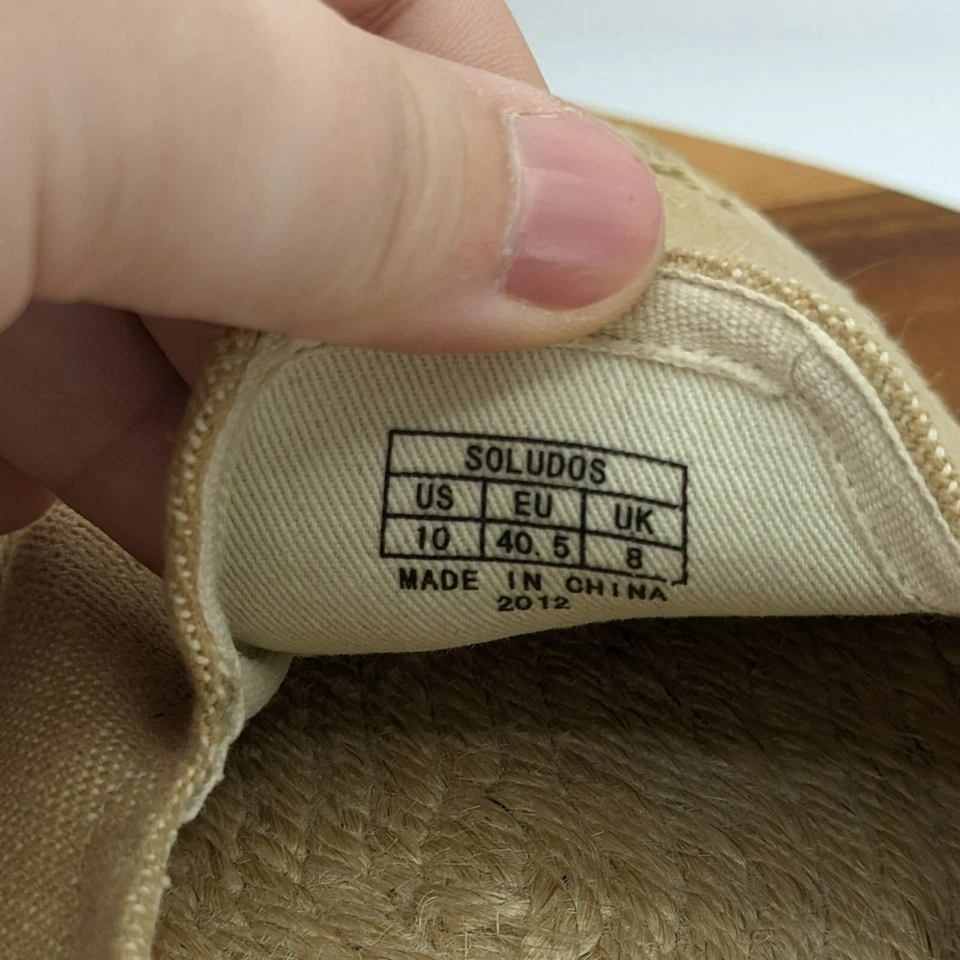 Soludos Alpargatas Zapatos 10 Zapatillas para Fumar de Lona Tostada Cómodas Informales Foto 2 de 4