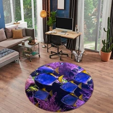 3DBlue Little Fish O1559 Game Rug Mat Round Elegant Photo Carpet Mat Eve 2023