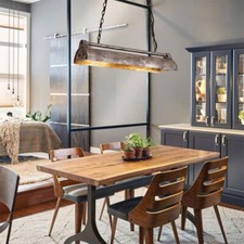 Rustic 4-Light Lantern Pendant Lighting Fixture Kitchen Farmhouse Chandelier