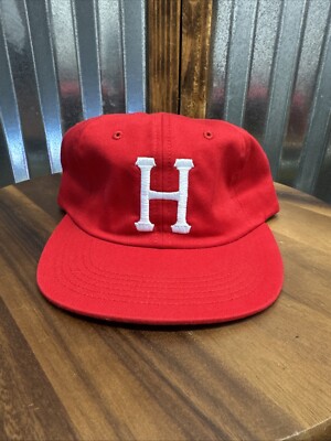 Huf Classic H 6 Panel Red/White Stitch Logo Adjustable Strap Cap Men's Hat New