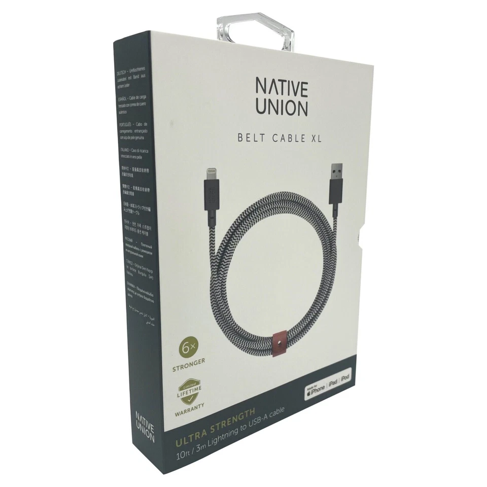 Native Union Lightning Belt Cable XL 3m Ultra-Strong iPhone iPad MFi-Certified - Image 2 of 4