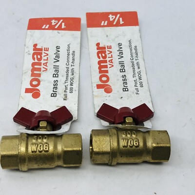 LOT OF 2 JOMAR #100-400TH ¼'' FULL PORT THREADED CONNECTION 600 WOG W/T-HANDLE