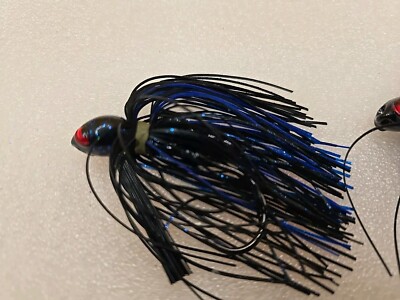 bass fishing custom lure 2 Custom Bass Fishing Black & Blue Swim Jig Lure Bait 3/4oz Fishing Lure