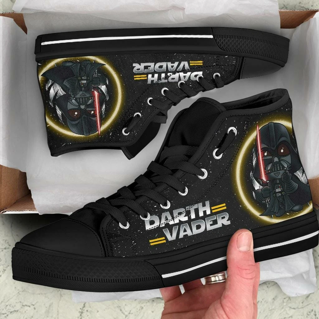 Movies Gift Idea, Darth Vader Printed high top canvas shoes, Canvas Men's Shoes, Breathable Canvas Sneakers, Men Comfort High Top Sneakers