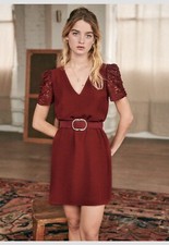 Sezane Coletta Dress In Burgundy Size 38 US-6 sold out*