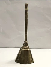 Brass Bell With Etching Long Handle Dinner Bell Made In India Chime 5.5” Tall