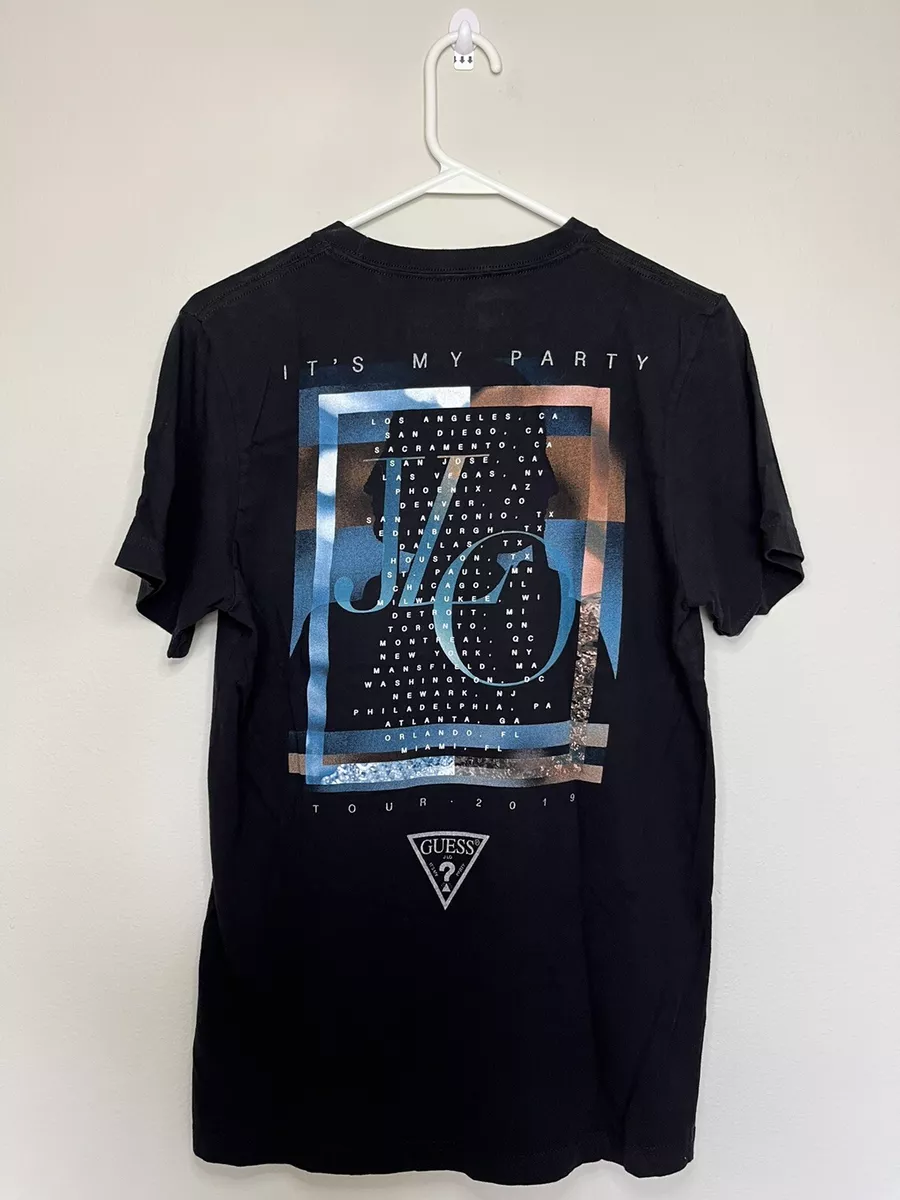 GUESS Jennifer Lopez Black Short Sleeve It s My Party 2019 Tour T Shirt Size M