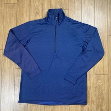 Vtg Patagonia Capilene 1/4 Zip Pullover Men M Blue Base Layer Hiking USA Made