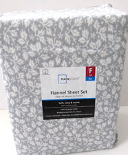 Mainstays 4-Piece Green Floral Mistletoe Leaf Full Flannel Sheets Set