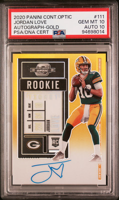2020 Contenders Optic Jordan Love Rookie Ticket GOLD AUTO/10 #111