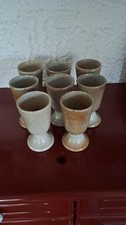 Lot de 8 grands mazagrans en grès émaillé artisanal – vintage rustique –...