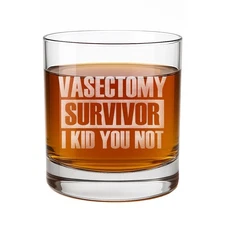 Vasectomy Survivor Rocks Glass Funny Husband Gift