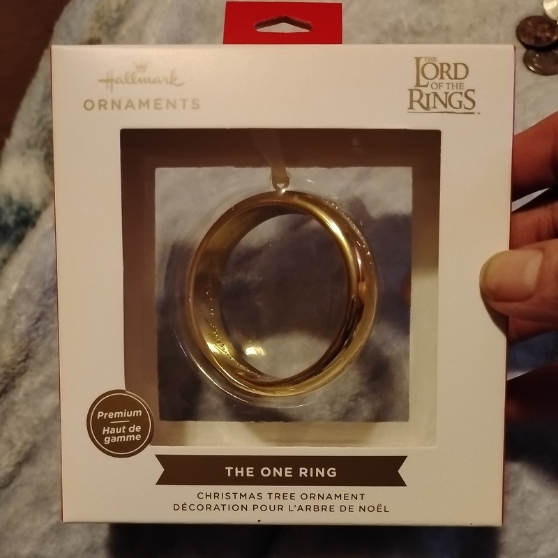 Hallmark The Lord of the Rings The One Ring Hanging Christmas Ornament Gold