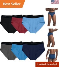 Men's Midrise Briefs - Moisture Wicking Tag Free, 6 Pack of Assorted Colors