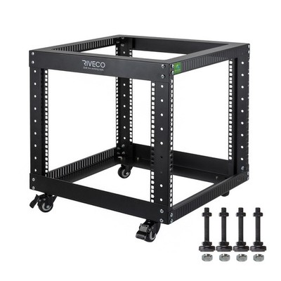 9U Open Frame Server Rack with Casters- Heavy Duty 4 Post Quick Assembly 19-i...