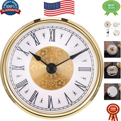 Replacement 3-1/8 Inch Mini Quartz Clock Insert - Battery Powered, Modern Design