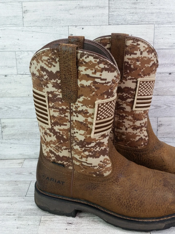 Hombres Ariat Workhog Patriot Botas Puntera de Acero Tierra/Arena Camuflaje Talla 10.5 EE. UU. Zapatos Foto 3 de 4