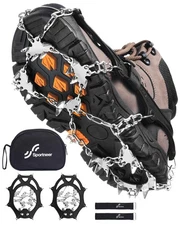 Sportneer Crampons Ice Cleats for Shoes & Boots, 28 Spikes, Anti-Slip Traction