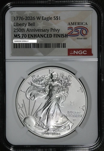 1776 2026-W (MS70 EF) Enhanced Uncirculated Silver Eagle $1 NGC - America 250 - product listing photo