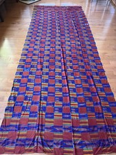 Lg Vintage Traditional African Kente Cloth Ghana Textile Panel 124&rdquo;x46&rdquo;  Marked!