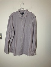 Slim Fit Wrinkle Free Shirt Men s Long Sleeve Button Up Burg. 17-17.5