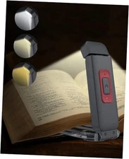  Portable Book Light, Clip-On Rechargeable LED Reading Light for Books in Black