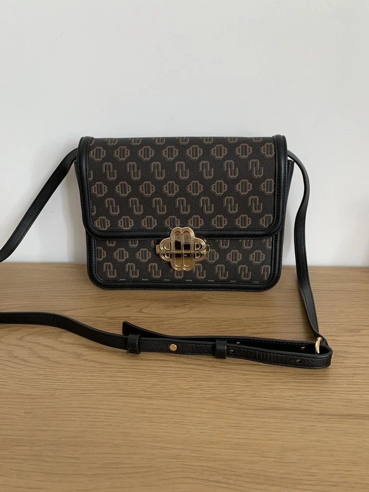 Sac Bandouliere Maje Monogramme Fermoir Trefle Dore Black Leather Crossbody Bag - Photo 1/4