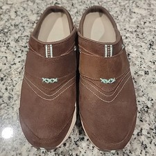 Ryka Brown Suede Leather Slip On Clogs Mules Size 9