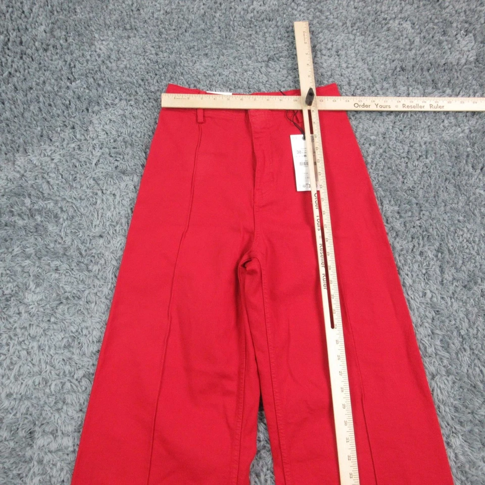 Pantalones Zara para mujer 6 rojos ZW a medida pierna ancha tiro alto hasta el tobillo 26x29* nuevos con etiquetas Foto 4 de 4