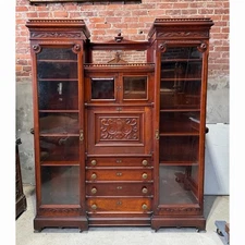 VICTORIAN WALNUT  DESK WITH BOOKCASE