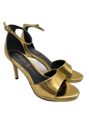 BUFFALO Peeptoe Pumps Damen Pumps Gr. DE 38 goldfarben Elegant