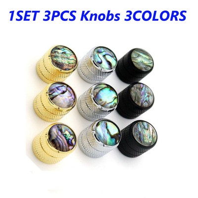 3PCS ST TL Guitar Bass Tone and Volume Metal Electronic Control Abalone Knobs