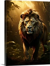 Jungle King The Lion Canvas Wrap Giclee Art Print Poster Wildlife Art