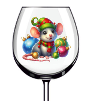 12x bunte Weihnachten Ratte Kinder Vinyl Aufkleber Abziehbild Becher Weinglas Flasche
