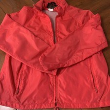 Vtg. Eddie Bauer Red Water Resistant Zip Up Vented Windbreaker Jacket Hood Med M