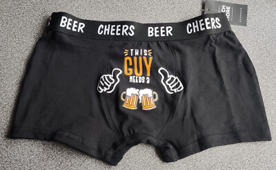 Retro-Boxershorts mit Schriftzug   ''Cheers Beer''  schwarz NEU