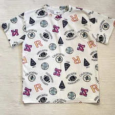 Deepny Korean Fashion Cute Printed White Crew Neck Short Sleeves T-Shirt